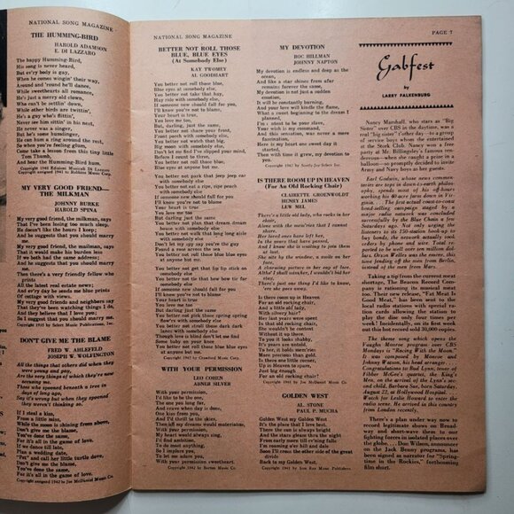 National Song Magazine Radio Stage Screen November 1942 Music 32 Page News Stage - Picture 6 of 11